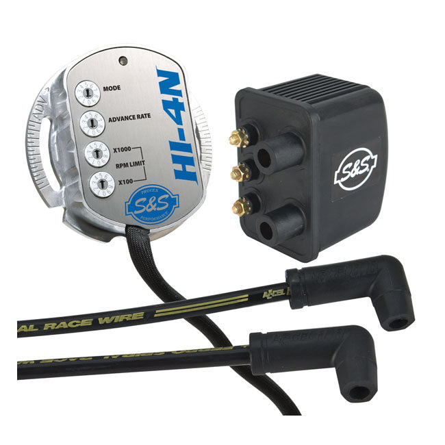 S&S, HI-4N ontsteking module, coil & spark plug wire kit