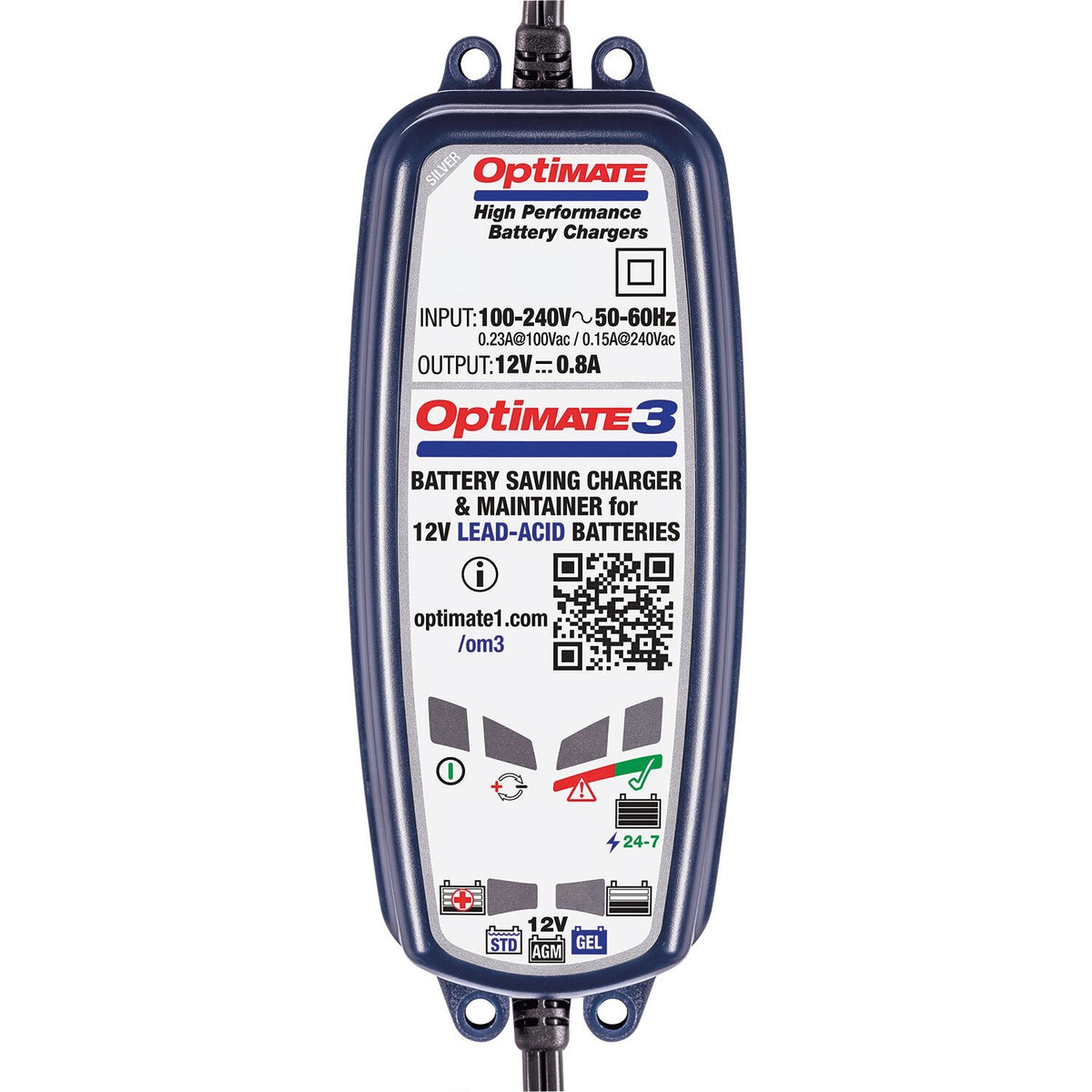 Optimate 3 acculader 12V 0,8A – voor accu's 3-50 Ah – foto 2