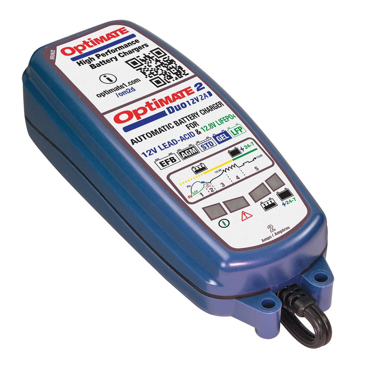 Optimate 2 Duo acculader 12V 2A – voor accu's 6-96 Ah – foto 2