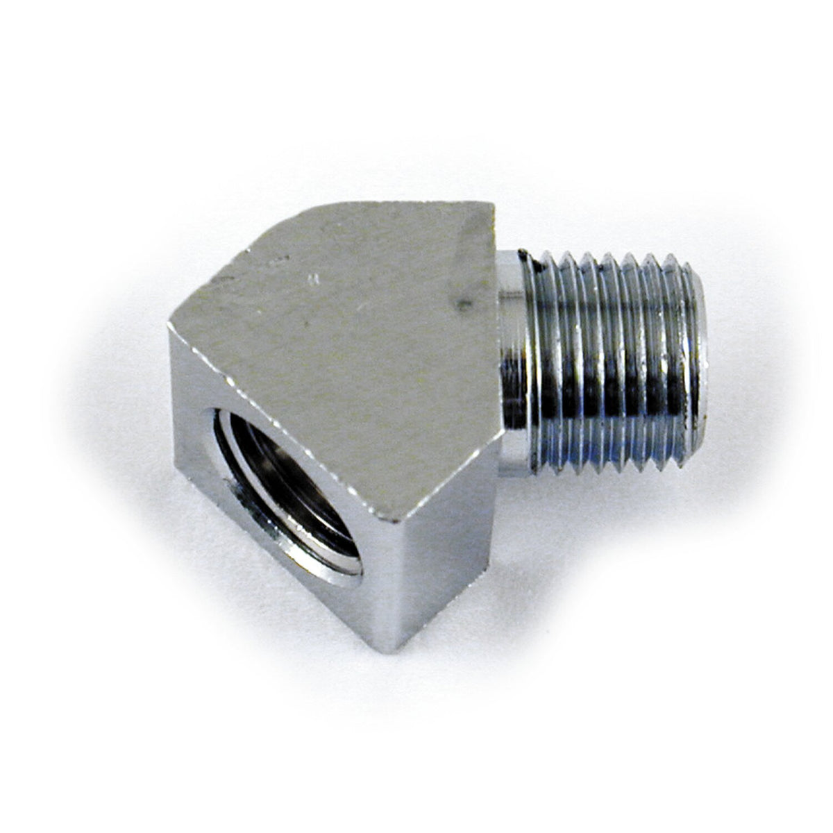 MCS adapter oliedrukmeter 45° chroom 1/8 NPT – Big Twin 1938-1999