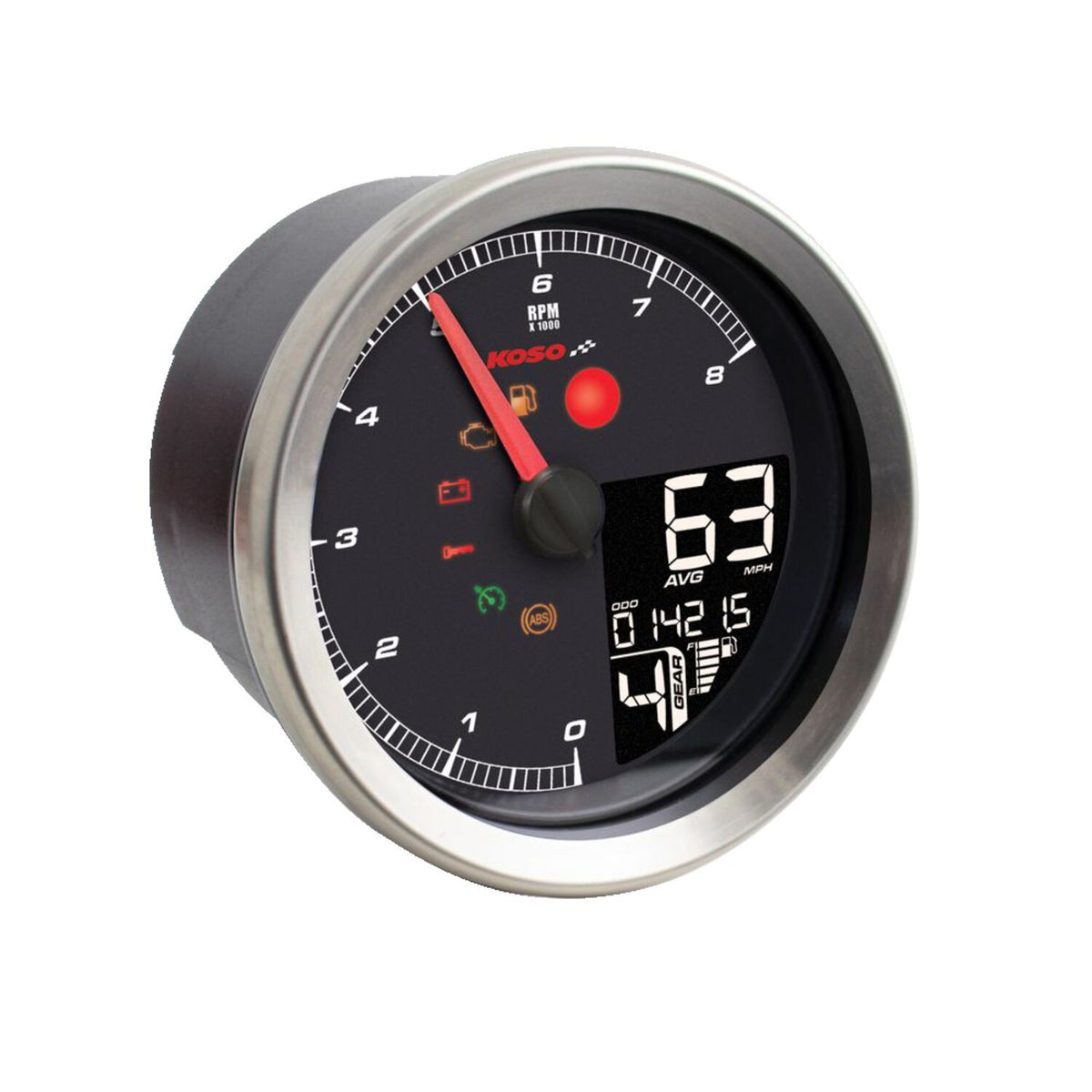 Koso HD-01-04 95 mm snelheids-/toerenteller zilver – Softail, Dyna & Sportster