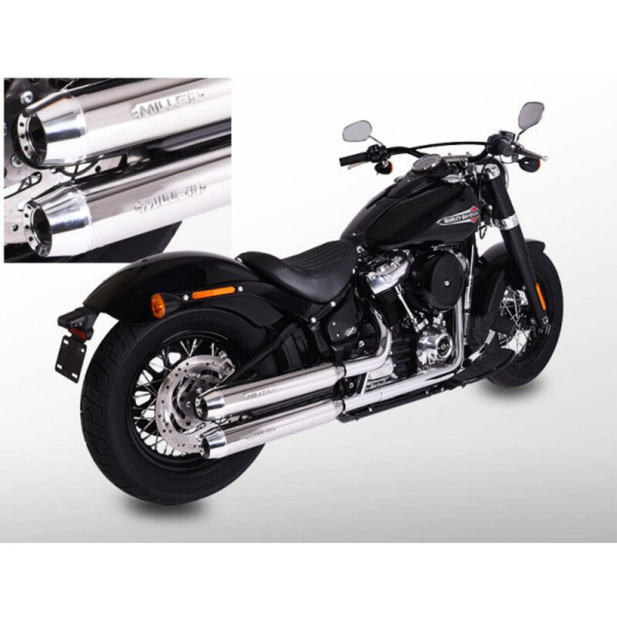 Miller Independence slip-on dempers (E-keur) – Softail Standard FXST 2020 – foto 2