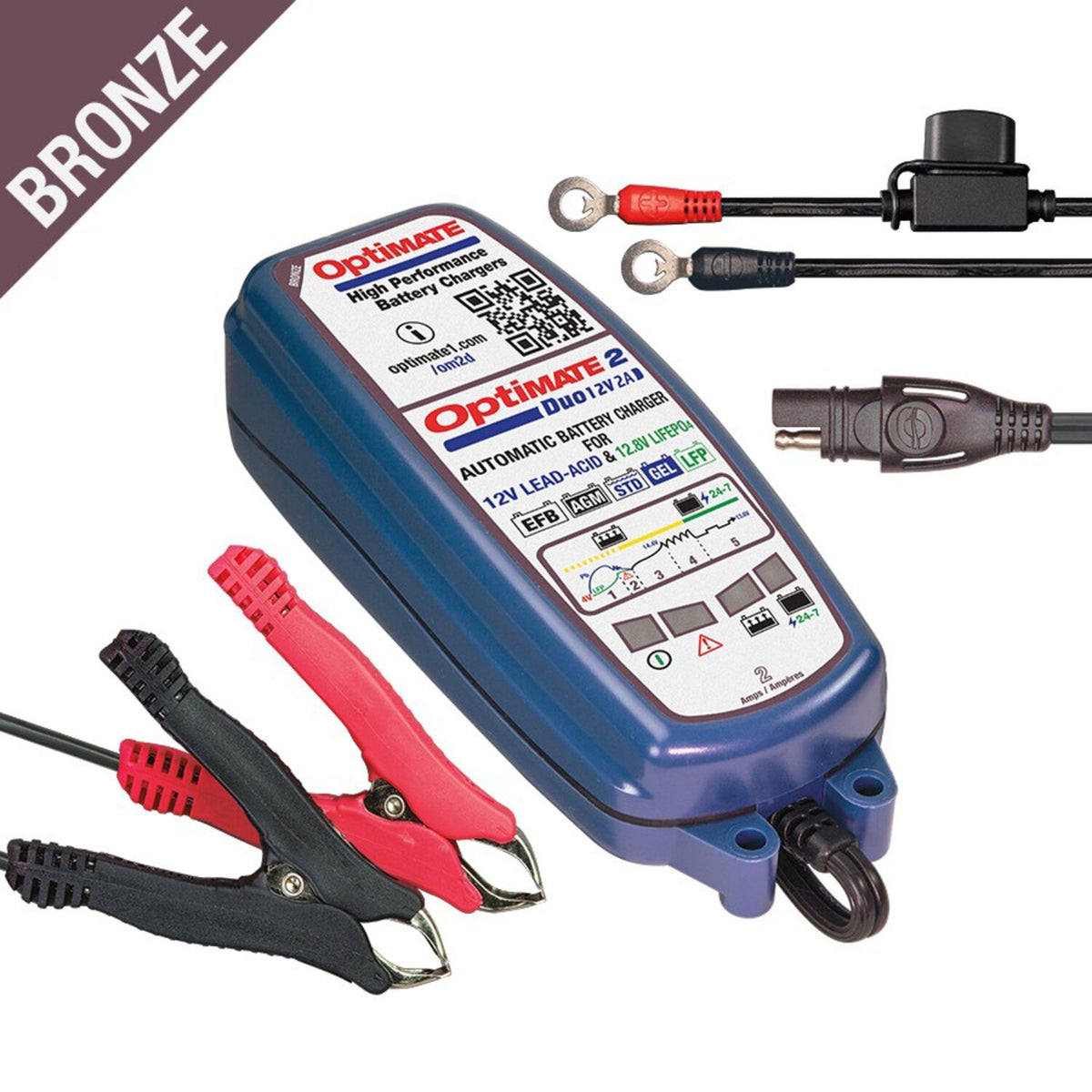 Optimate 2 Duo acculader 12V 2A – voor accu's 6-96 Ah